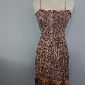 Source Unknown Multicolor Smocked Midi Dress